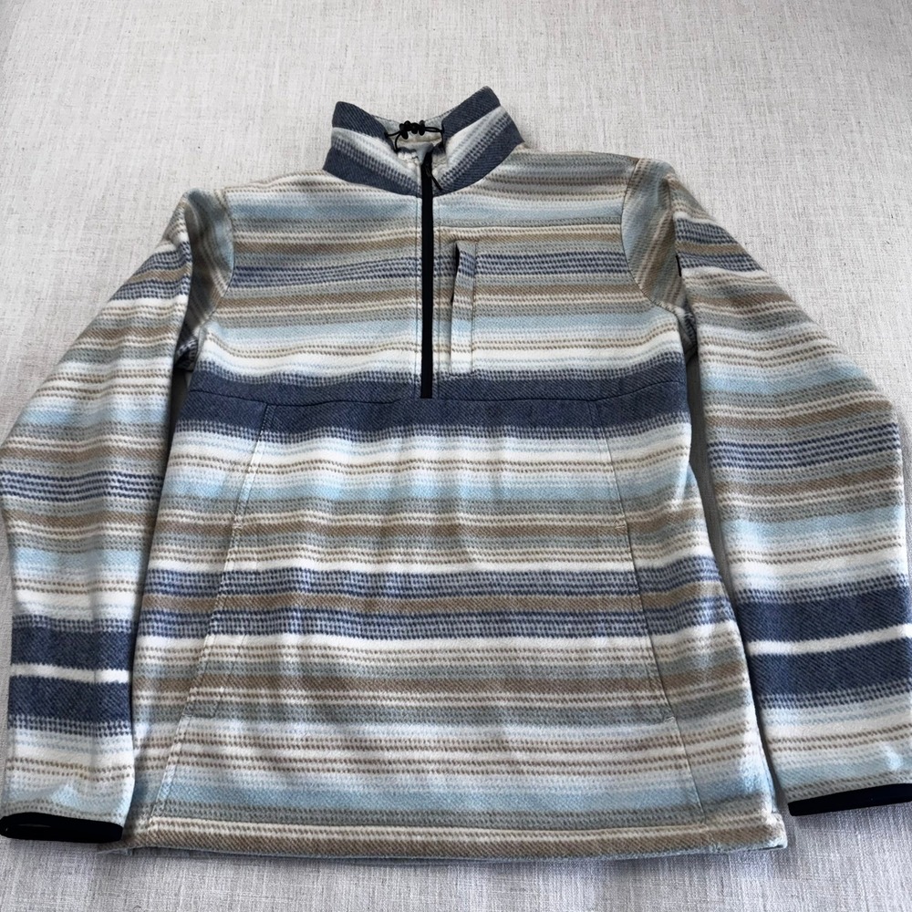 Billabong Adventure‎ Division Womens Fleece Quarter Zip Striped Pullover Blue L
